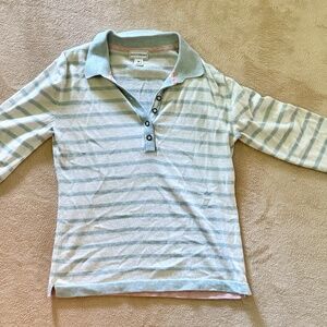 Blue white and pink collared sweater, Pima cotton